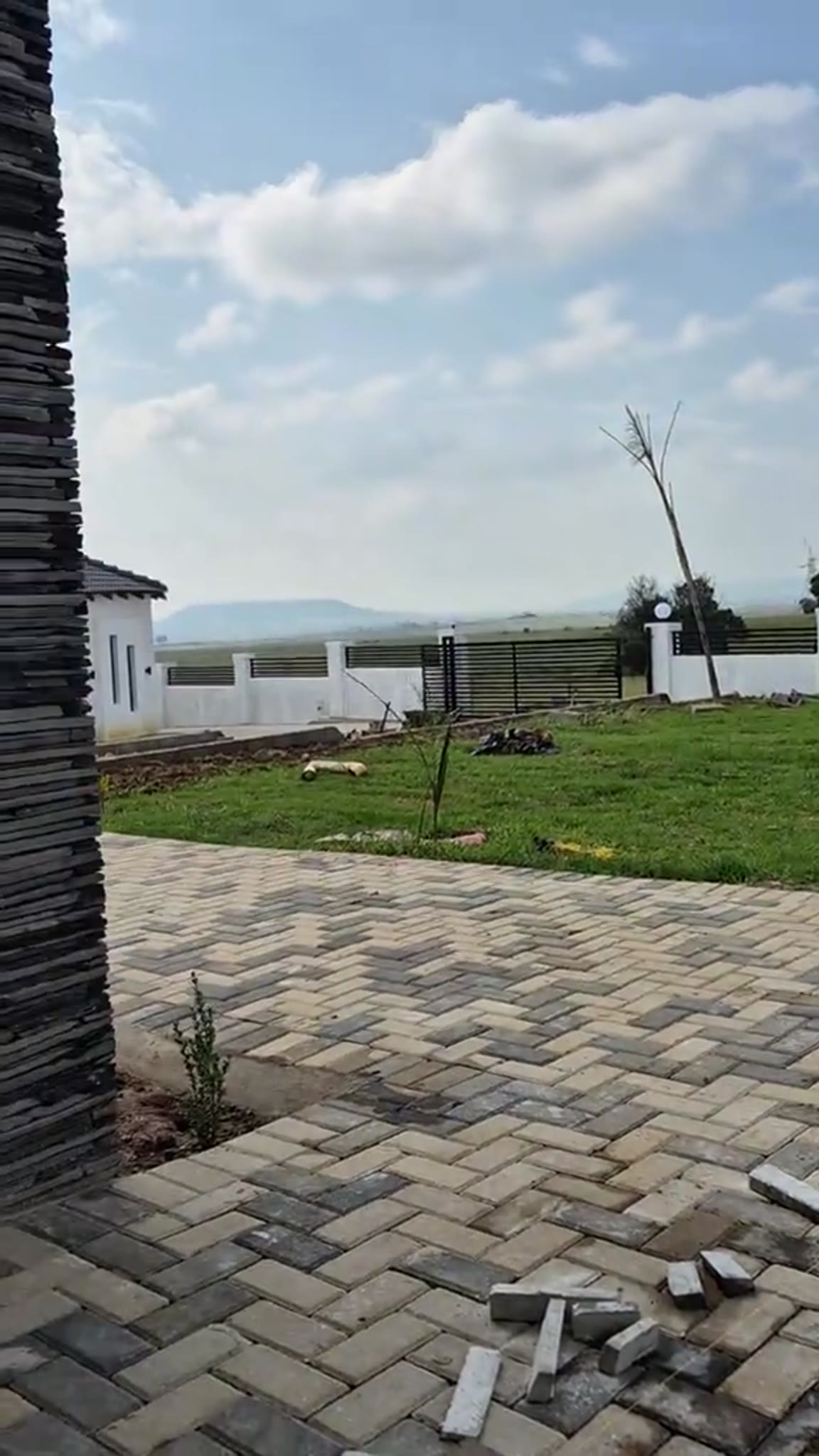 Garden pathway under construction